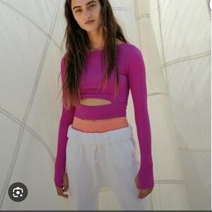 Free people movement cut it out long sleeve top color vivid violet sz M/Lg